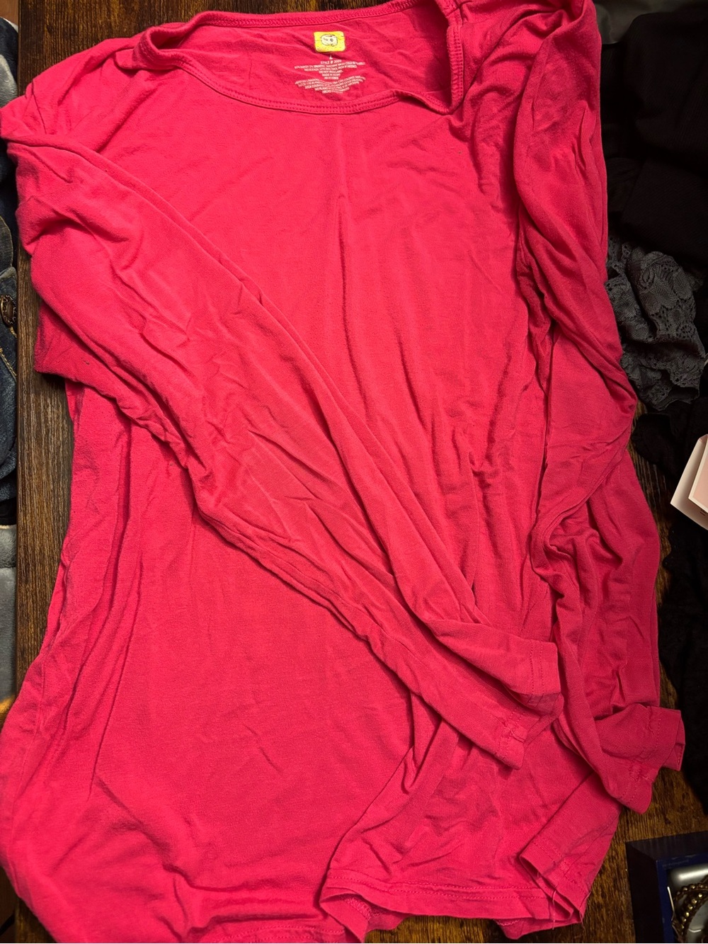 WonderWink Women's Long Sleeve Crew Neck Top - Hot Pink